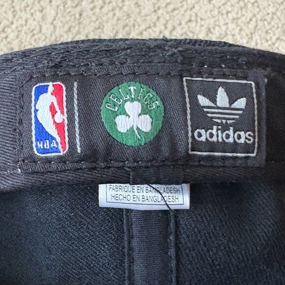 adidas Boston Celtics Black on Black Fitted Hat Cap NBA 7 3/8 - Picture 5 of 7